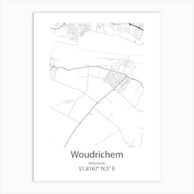 Woudrichem,Netherlands Minimalist Map Art Print