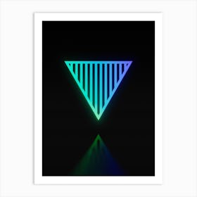 Neon Blue and Green Geometric Glyph on Black n.0422 Art Print