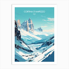 Poster Of Cortina D Ampezzo   Italy, Ski Resort Illustration 1 Art Print