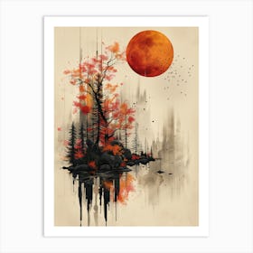 Moon And Trees Canvas Print Art Print