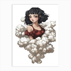 Girl In Clouds Art Print