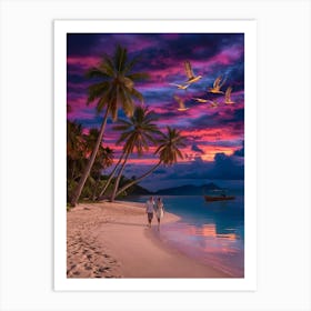 Sunset On The Beach 6 Art Print