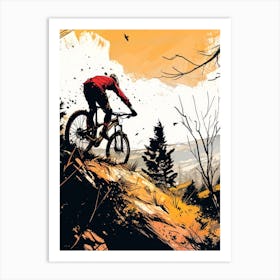 Mountain Biker In The Forest sport Art Print