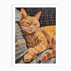 Chartreux Cat Relief Illustration 4 Art Print