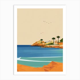 Cala Estreta Beach Costa Brava Spain Midcentury Art Print