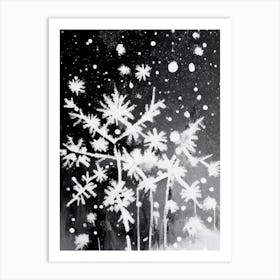 White, Snowflakes, Black & White 1 Art Print