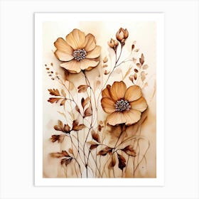 Brown Flowers Art Print