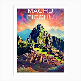 Colourful Machu Picchu travel poster Art Print