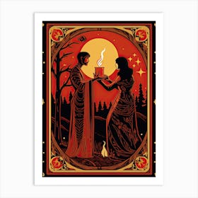 The Lovers Tarot Card, Vintage 3 Art Print