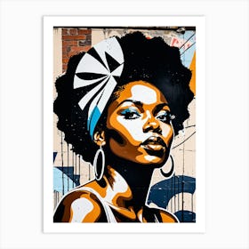 Vintage Graffiti Mural Of Beautiful Black Woman 88 Art Print