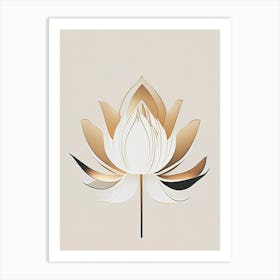 Amur Lotus Retro Minimal 2 Art Print