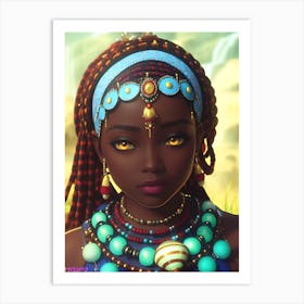 African Girl, Congo Luba tribal Art Print