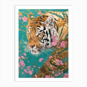 Tiger In Bloom 5 Art Print