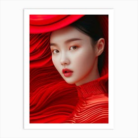 Portrait Of A Woman In Red Art Print