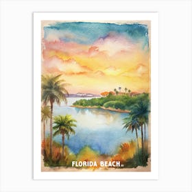 Florida Beach Watercolor Painting Art Print