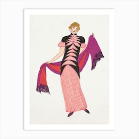 Woman In A Long Tubular Pink Dress (1912), Otto Friedrich Carl Lendecke Art Print