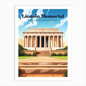 Lincoln Memorial Washington History Monument Travel Illustration Art Print