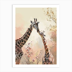 Two Giraffes With The Trees & Plants Art Print