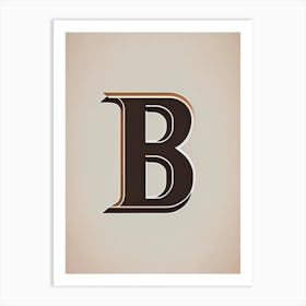 B  Letter, Alphabet Retro Minimal 1 Art Print