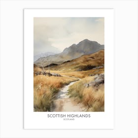 Scottish Highlands 2 Watercolour Travel Poster Art Print