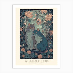 William Morris  Inspired  Classic Cats Friends Botanical Art Print
