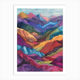 Colourful Mountain Illustration Poster Art Print Affiche