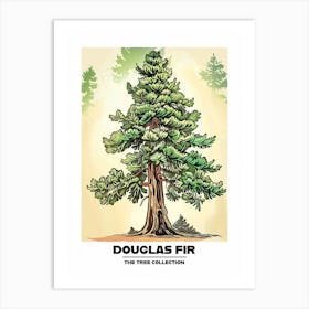 Douglas Fir Tree Storybook Illustration 1 Poster Art Print