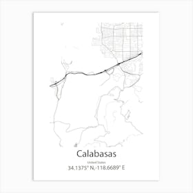 Calabasas,United States Minimalist Map Art Print