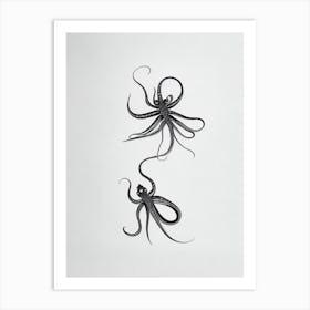 Mimic Octopus Black & White Drawing Art Print