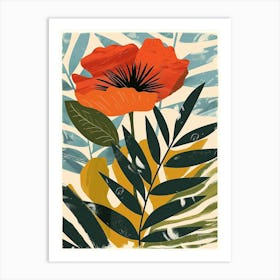 Botanical Tropical Leaves Groovy 5 Art Print