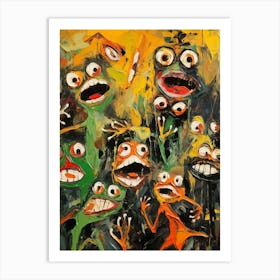 Frogs Abstract Expressionism 3 Art Print