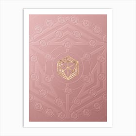Geometric Gold Glyph on Circle Array in Pink Embossed Paper n.0033 Art Print