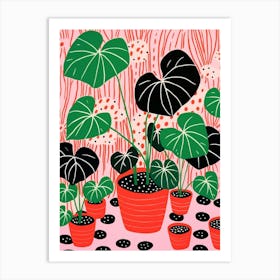 Pink And Red Plant Illustration Monstera Thai Constellation 1 Art Print