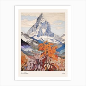 Makalu Nepal 2 Colourful Mountain Illustration Poster Art Print