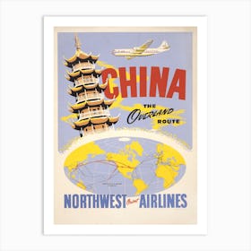Northwest Orient Airlines Vintage Poster Art Print