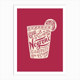 Negroni Cocktail Art Print