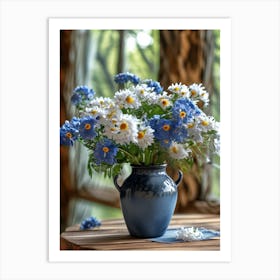 Blue Flowers In A Vase Art Print