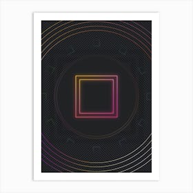 Neon Geometric Glyph in Pink and Yellow Circle Array on Black n.0280 Art Print