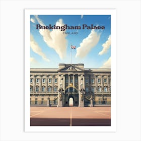 Buckingham Palace England Royal Travel Illustration Art Print