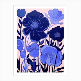 Blue Flower Illustration Lisianthus 2 Art Print