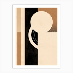 Beige Whirlwind: Abstract Bauhaus Art Print