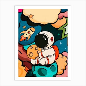 Cute Cartoon Astronaut Art Print