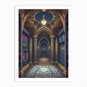 Hallway Of A Library Art Print