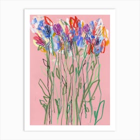 Abstract Pink Sky Flowers Art Print