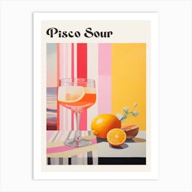 Pisco Sour Retro Cocktail Poster Art Print