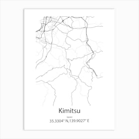 Kimitsu,Japan Minimalist Map Art Print