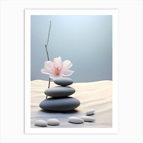 Zen Stone And Flower Art Print