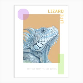 Pastel Blue Mexican Spiny Tailed Iguana Abstract Modern Illustration 1 Poster Art Print