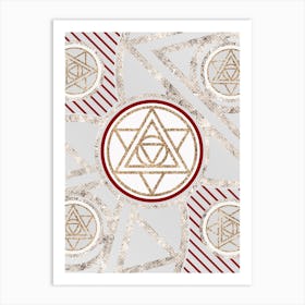 Geometric Glyph Abstract in Festive Gold Silver and Red n.0041 Art Print