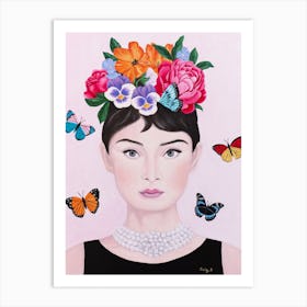 Audrey Hepburn With Butterflies Art Print